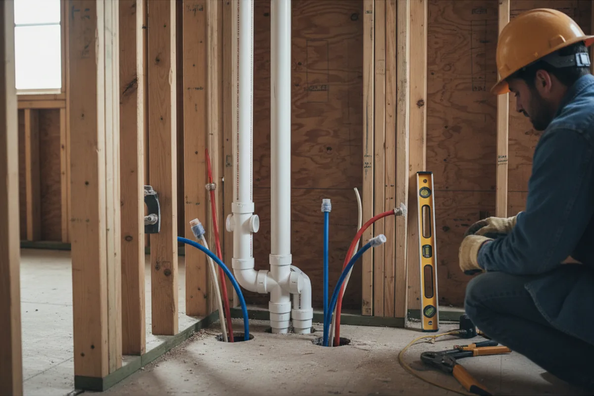 Drain and supply rough-in during Drain Cleaning in Spotswood